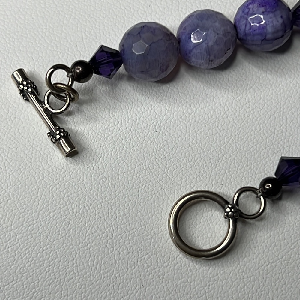 Purple Chalcedony Natural Stone and Sterling Silver Bead Necklace - Picture 10 of 12